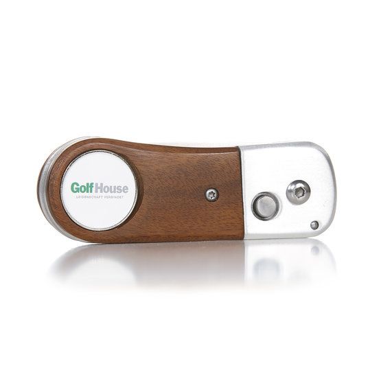 Golf House Pitchgabel Holz inkl. GH-Ballmarker camel