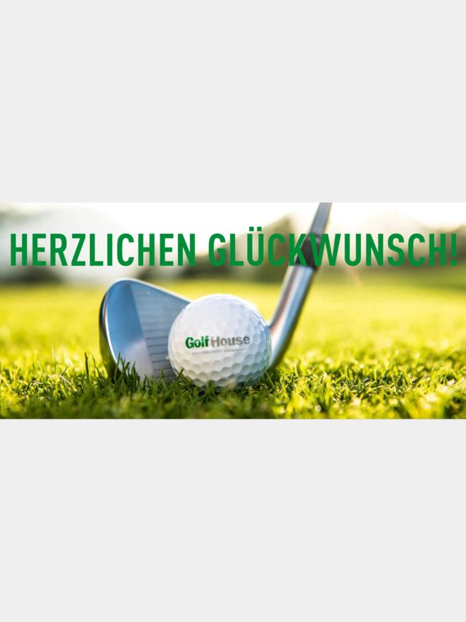 Golf House Gutschein zum Drucken Glückwunsch Ball