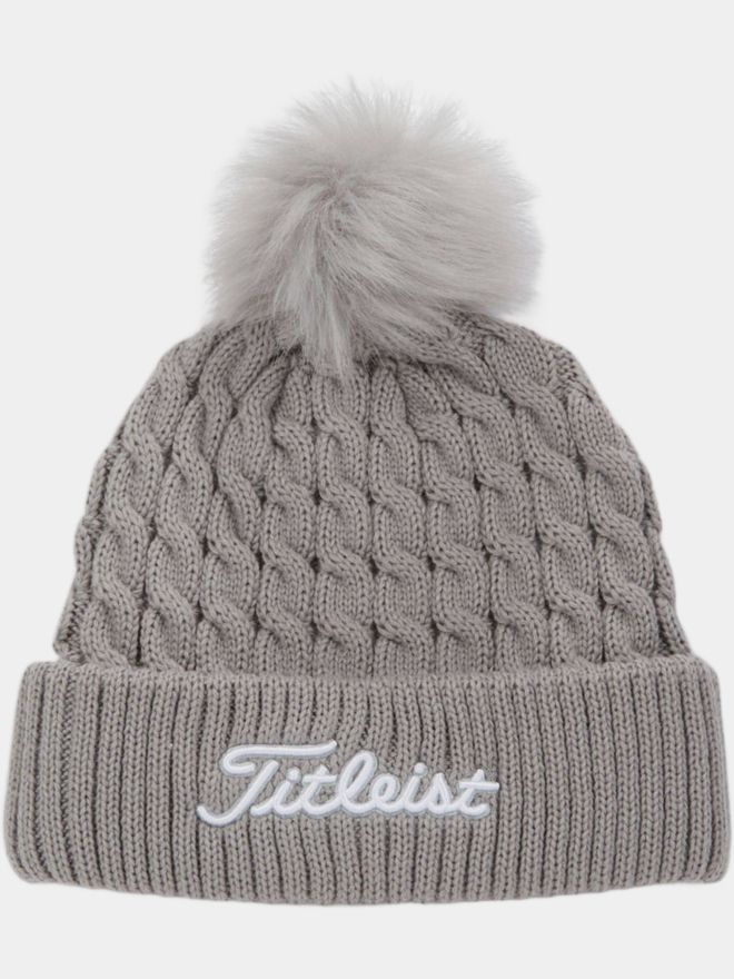 Titleist Cable Knit Pom Pom Mütze grau