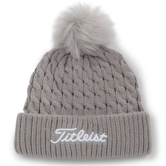 Titleist Cable Knit Pom Pom Mütze grau