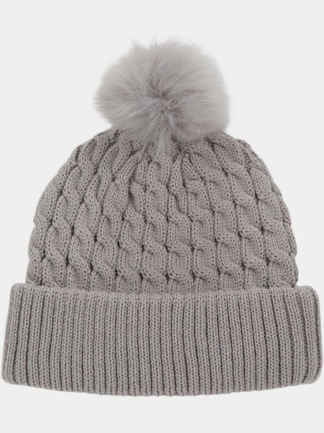 Titleist Cable Knit Pom Pom Mütze grau