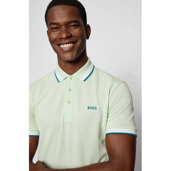 BOSS Paddy Curved Halbarm Polo hellgrün