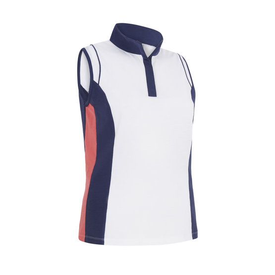 Callaway Colourblock Sleeveless Polo white