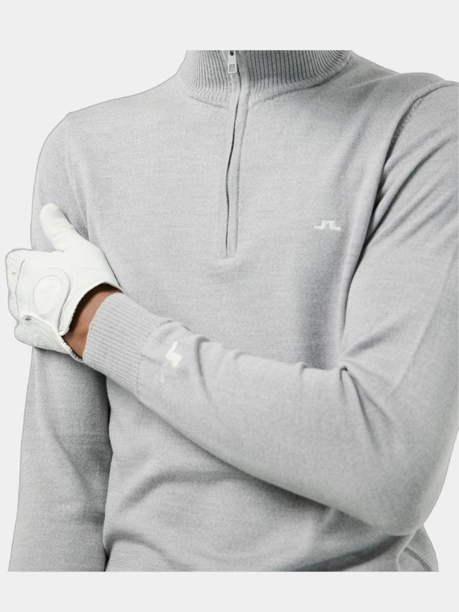 J.Lindeberg Kian Zipped Sweater Troyer Strick hellgrau melange