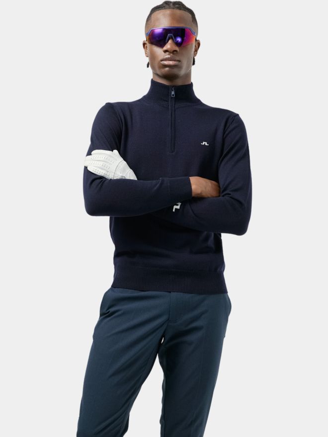 J.Lindeberg Kian Zipped Golf Sweater Troyer Strick navy