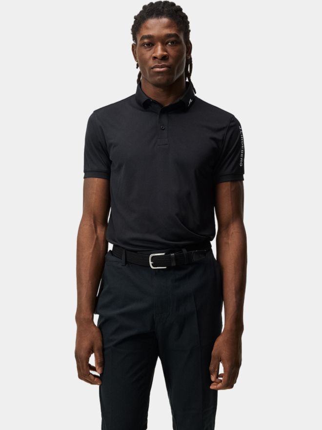 J.Lindeberg Tour Tech Reg Fit Golf Halbarm Polo schwarz