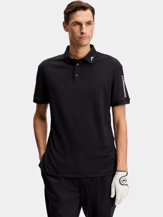 J.Lindeberg Tour Tech Reg Fit Golf Halbarm Polo schwarz