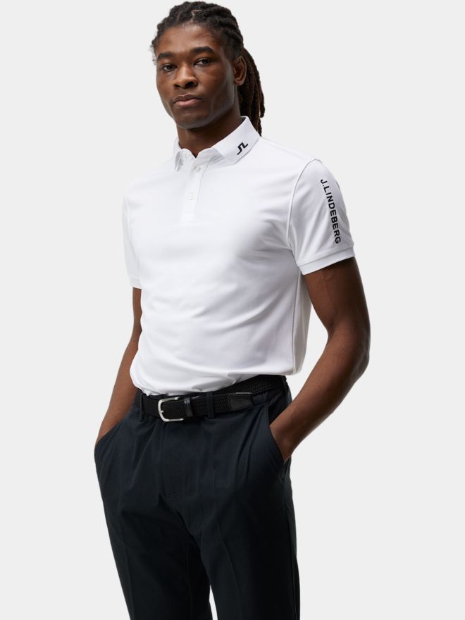 J.Lindeberg Tour Tech Reg Fit Golf Halbarm Polo weiß