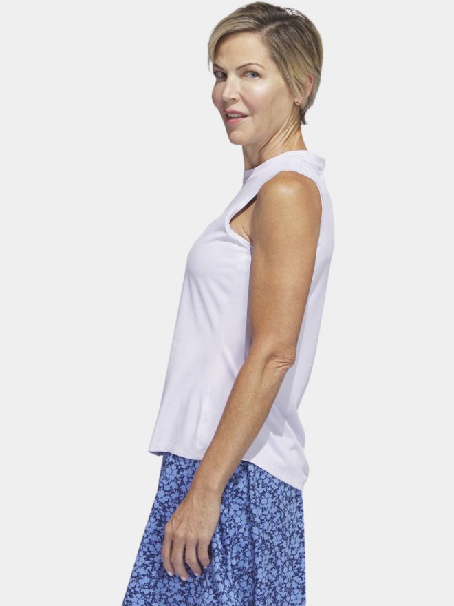 adidas HEATHERED ESS. MOCK sleeveless polo white