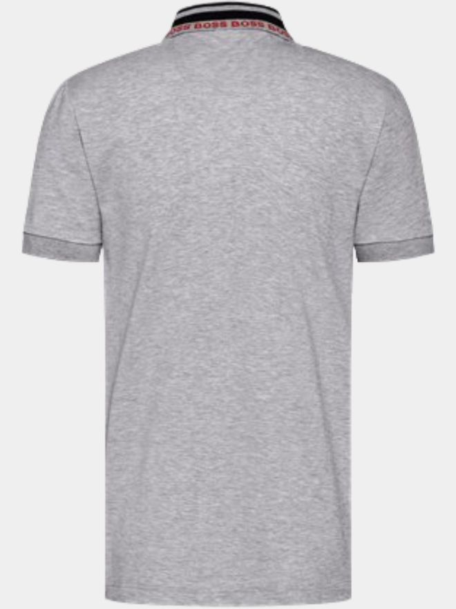 BOSS Paule slim fit Halbarm Polo hellgrau melange