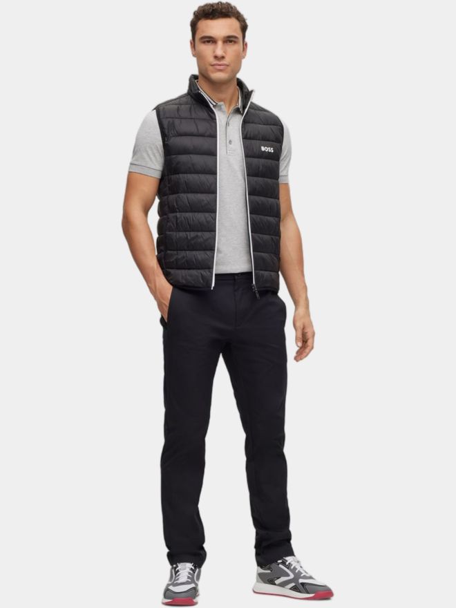 BOSS Paule slim fit Halbarm Polo hellgrau melange