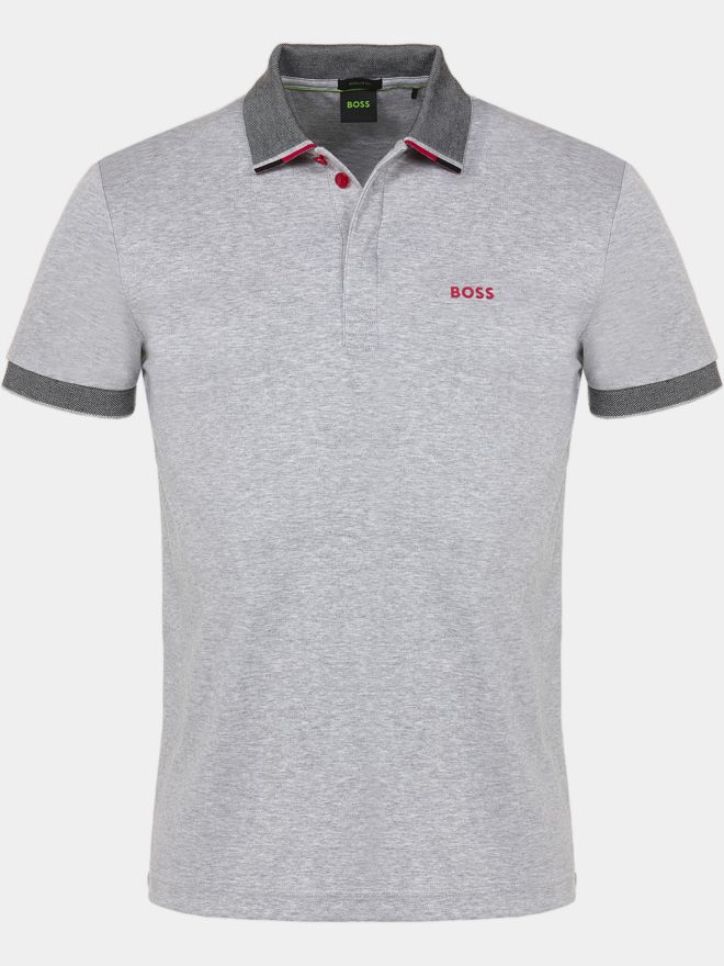 BOSS Paddy 1 regular fit Halbarm Polo grau melange