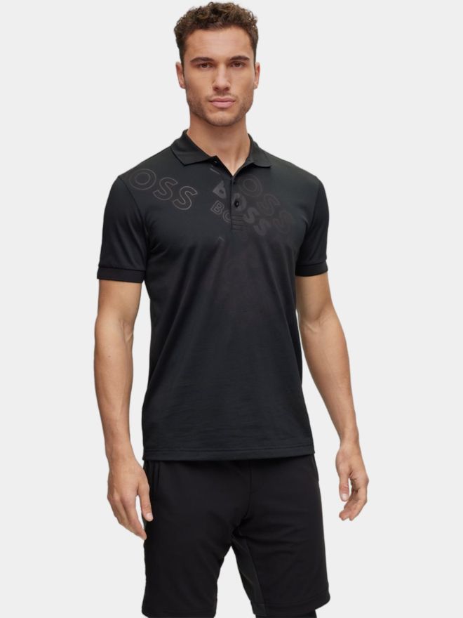BOSS Paddy 4 relaxed fit Halbarm Polo schwarz
