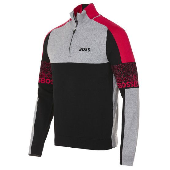 BOSS  Zolko regular fit troyer knit black