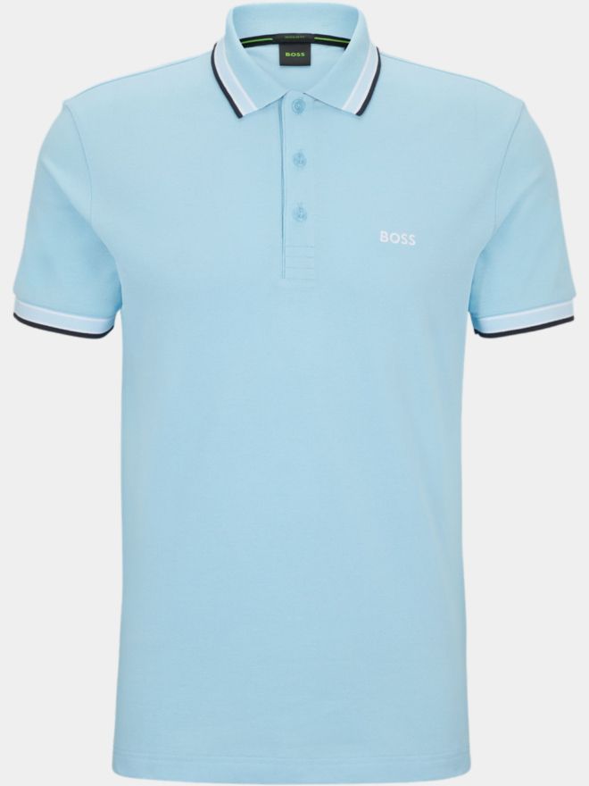 BOSS Paddy regular fit Halbarm Polo hellblau