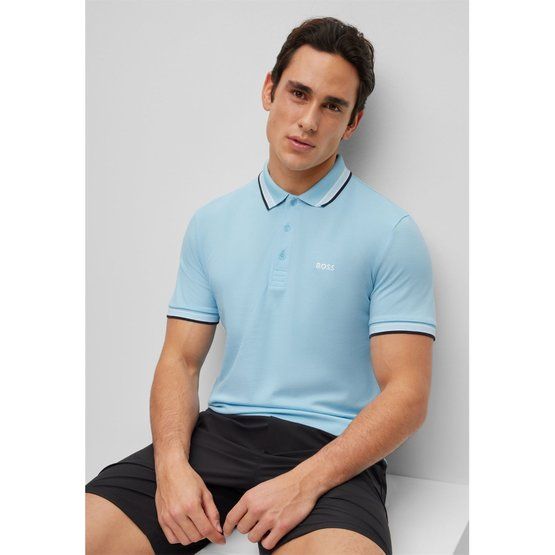 BOSS Paddy regular fit Halbarm Polo hellblau