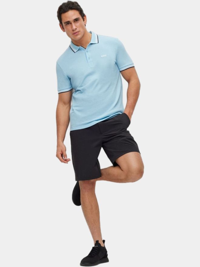 BOSS Paddy regular fit Halbarm Polo hellblau