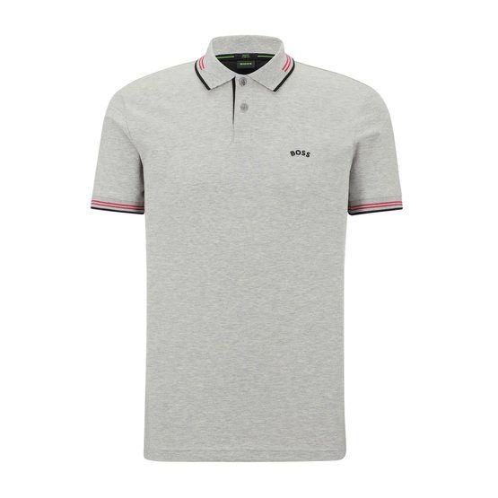 BOSS Paul Curved slim fit half sleeve polo gray melange