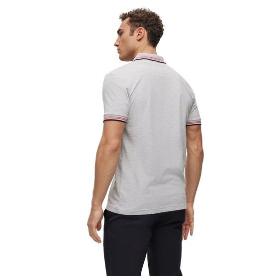 BOSS Paul Curved slim fit half sleeve polo gray melange