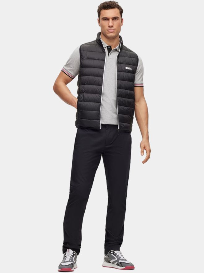 BOSS Paul Curved slim fit Halbarm Polo grau melange