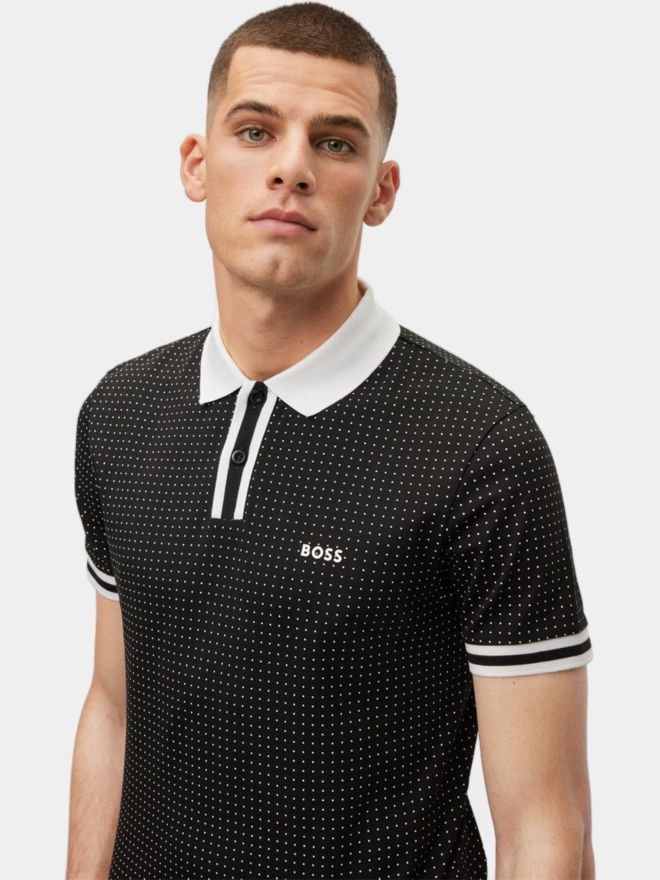 BOSS Paddy 5 regular fit Halbarm Polo schwarz