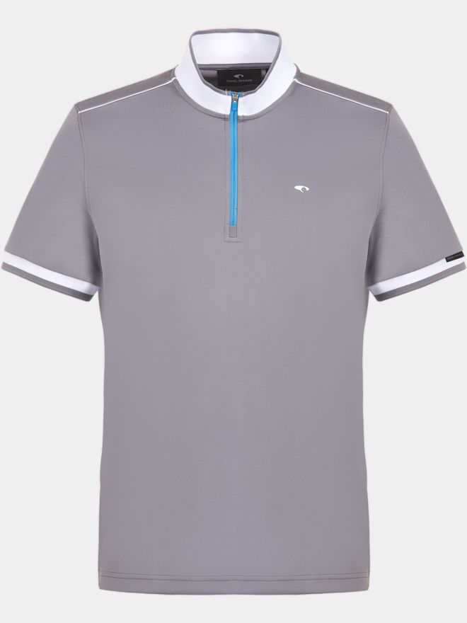 Daniel Springs zip shirt Halbarm Polo hellgrau