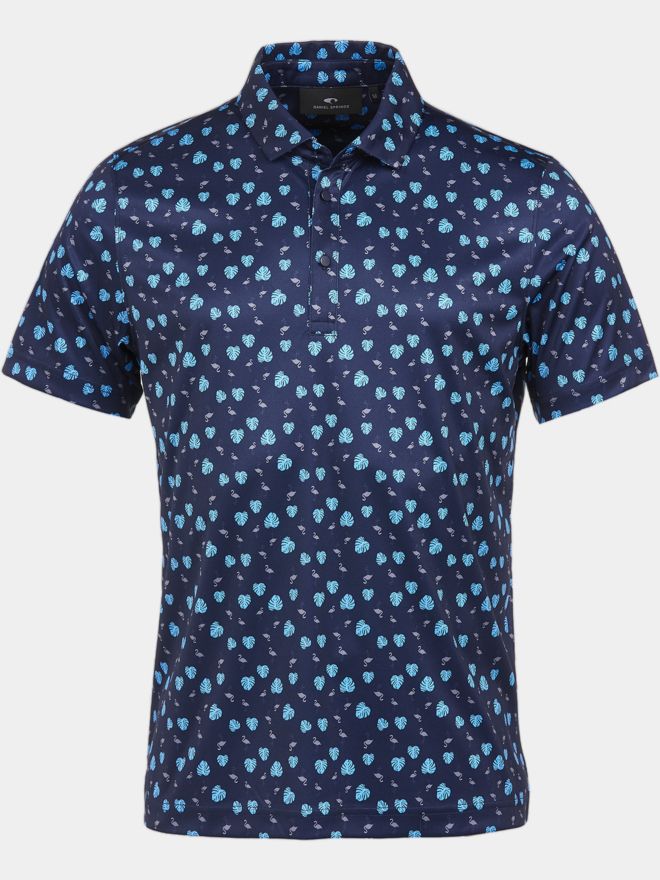 Daniel Springs Flamingo-Print Halbarm Polo tinte