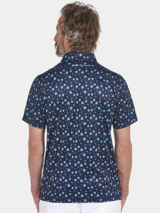 Daniel Springs Flamingo-Print Halbarm Polo tinte