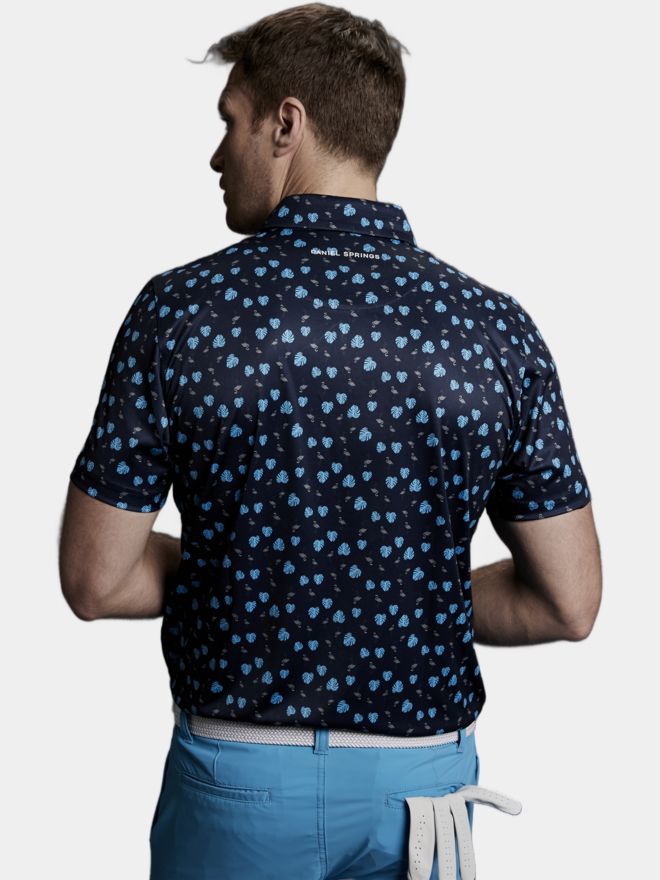 Daniel Springs Flamingo-Print Halbarm Polo tinte