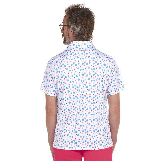 Daniel Springs Flamingo-Print Halbarm Polo weiß