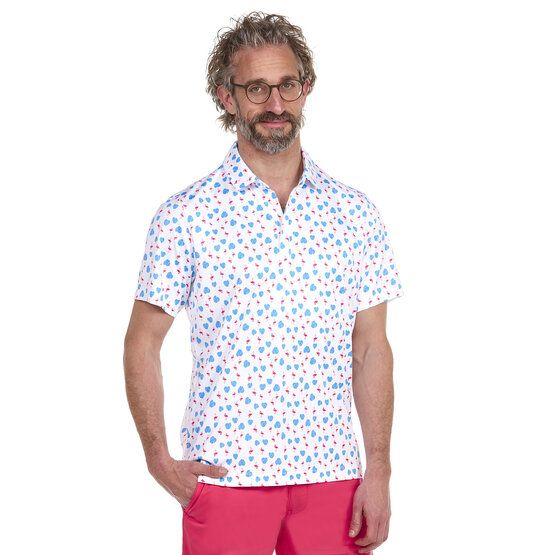 Daniel Springs Flamingo-Print Halbarm Polo weiß