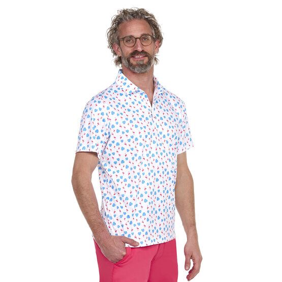 Daniel Springs Flamingo-Print Halbarm Polo weiß