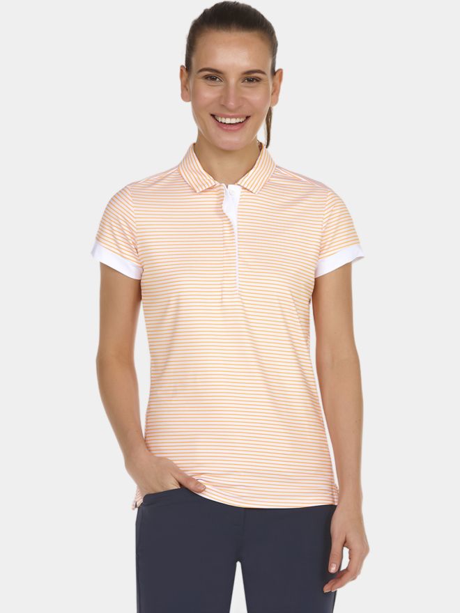 Valiente gestreiftes Halbarm Polo orange