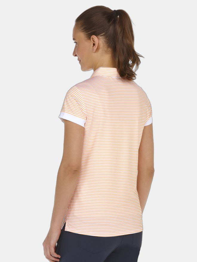 Valiente gestreiftes Halbarm Polo orange