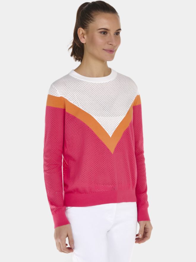 Valiente Netzstrick Pullover pink