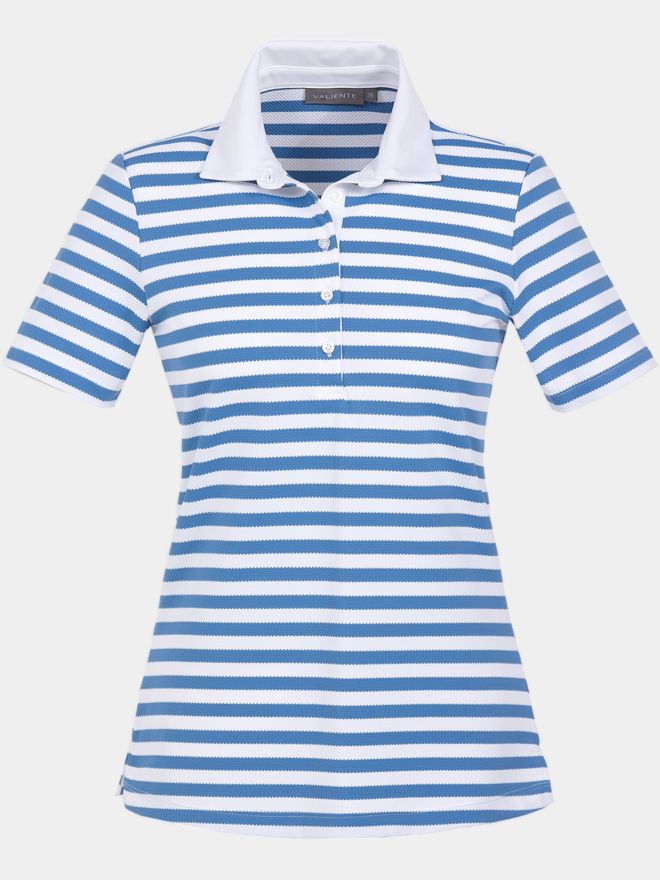 Valiente gestreiftes Halbarm Polo blau
