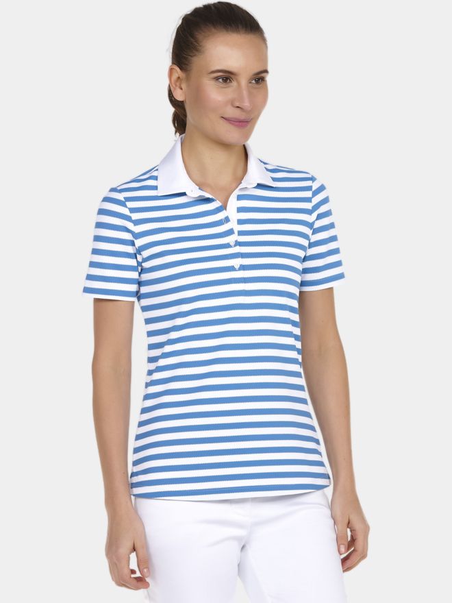 Valiente gestreiftes Halbarm Polo blau
