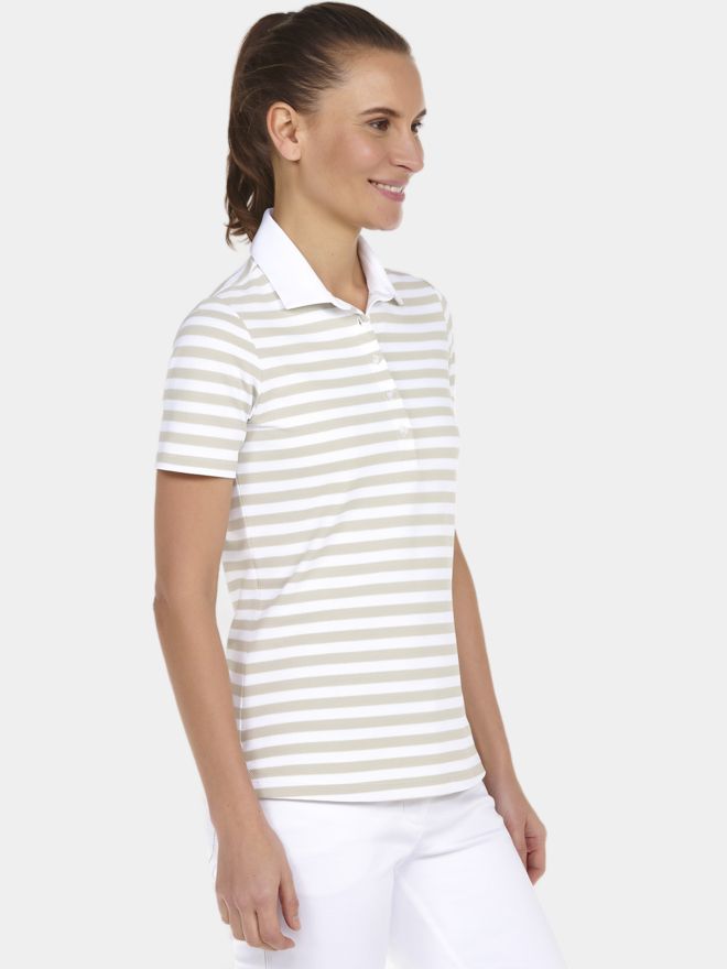 Valiente gestreiftes Halbarm Polo beige