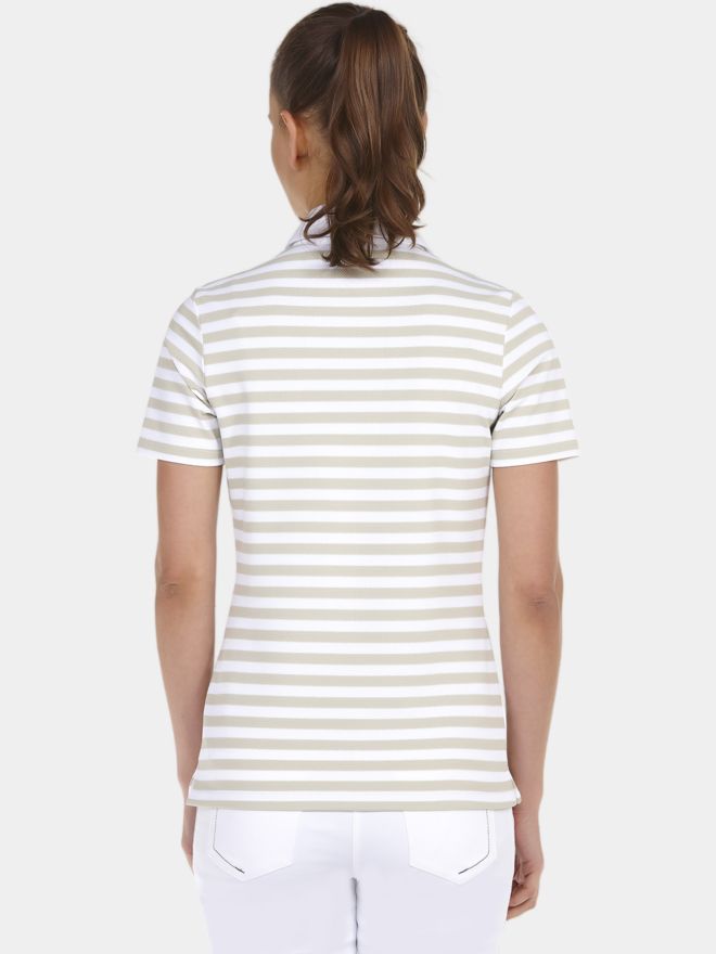 Valiente gestreiftes Halbarm Polo beige