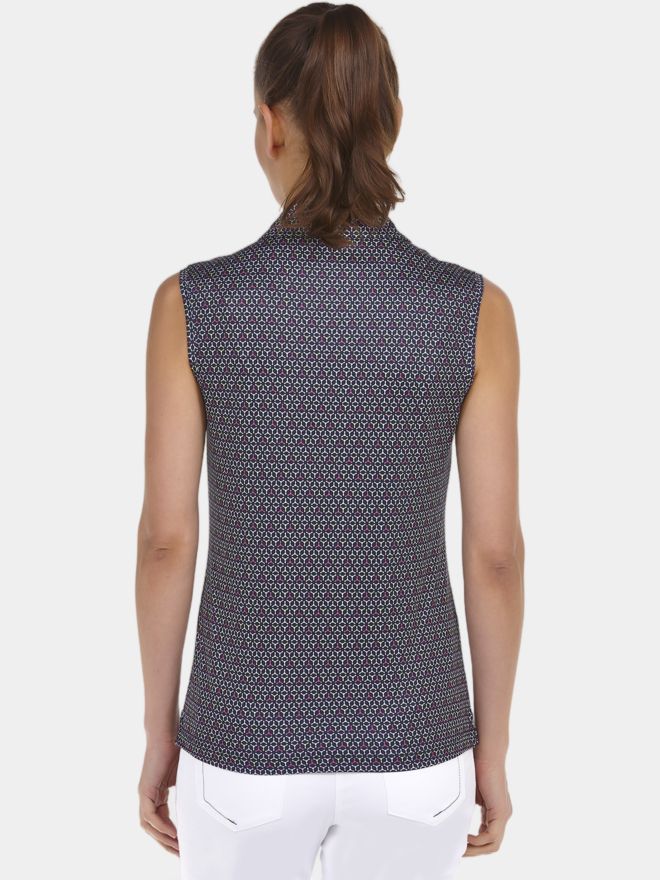 Valiente gemustertes Poloshirt ohne Ärmel navy