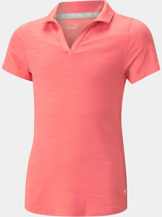 Puma Girls Cloudspun Coast Halbarm Polo koralle