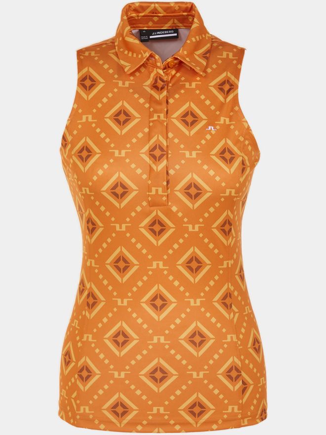 J.Lindeberg Dena Print Sleeveless Top Polo orange