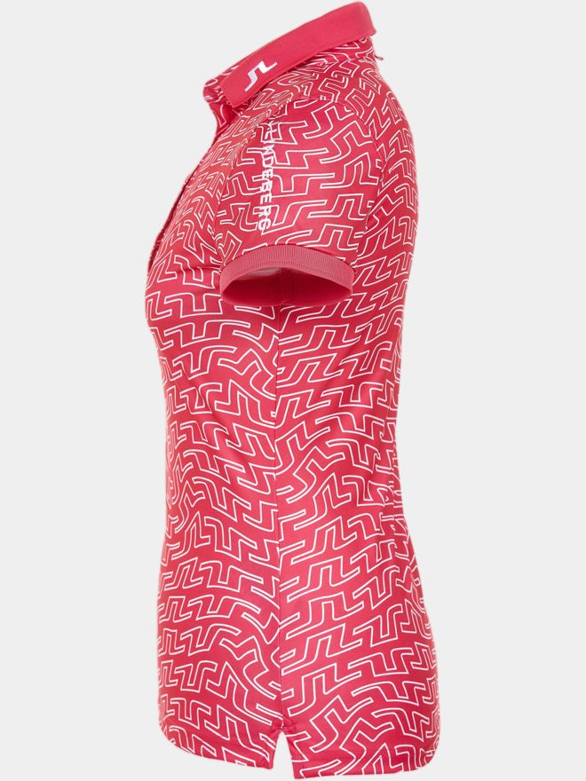 J.Lindeberg Tour Tech Print Halbarm Polo pink