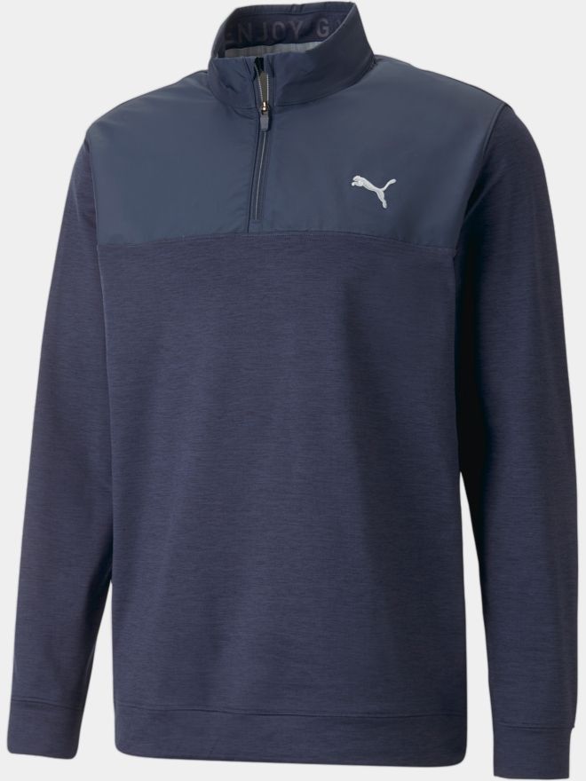 Puma Cloudspun Colorblock 1/4 Zip Stretch Midlayer navy