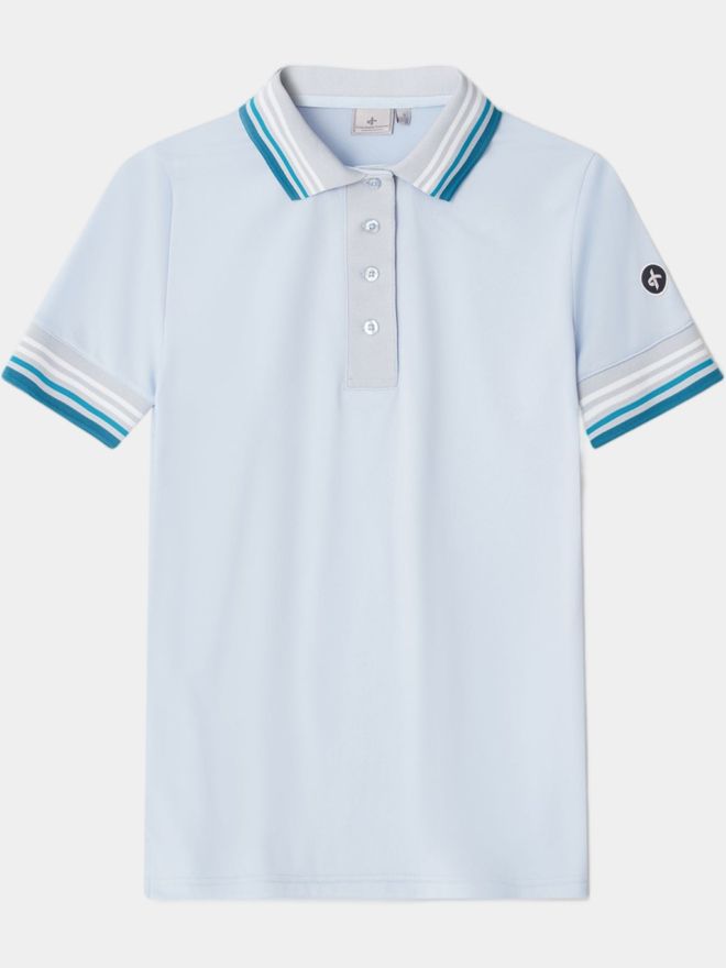 Cross STRIPE Halbarm Polo hellblau