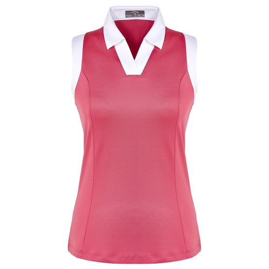 Callaway SLEEVELESS V-PLACKET COLORBLOCK ohne Arm Polo pink