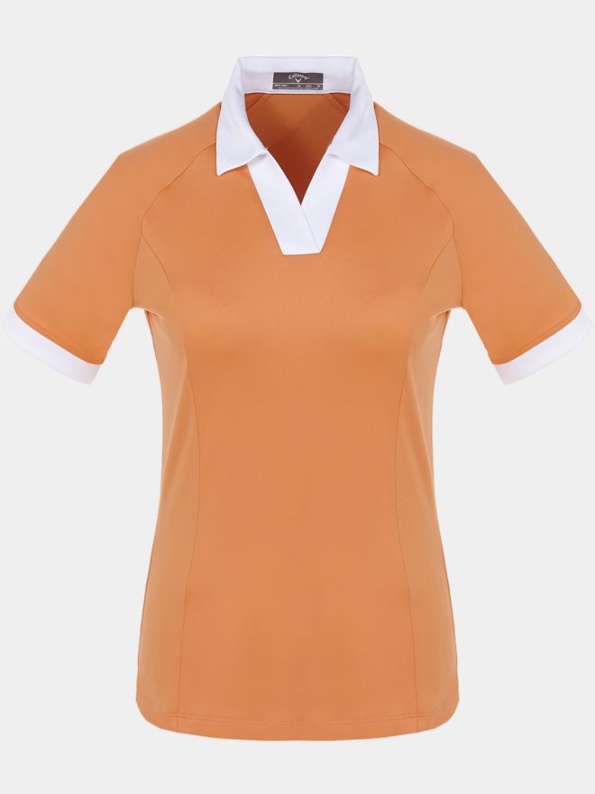 Callaway SHORT SLEEVE V-PLACKET COLORBLOCK Halbarm Polo orange