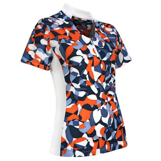 Callaway ABSTRACT FLORAL half sleeve polo white