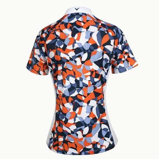 Callaway ABSTRACT FLORAL half sleeve polo white