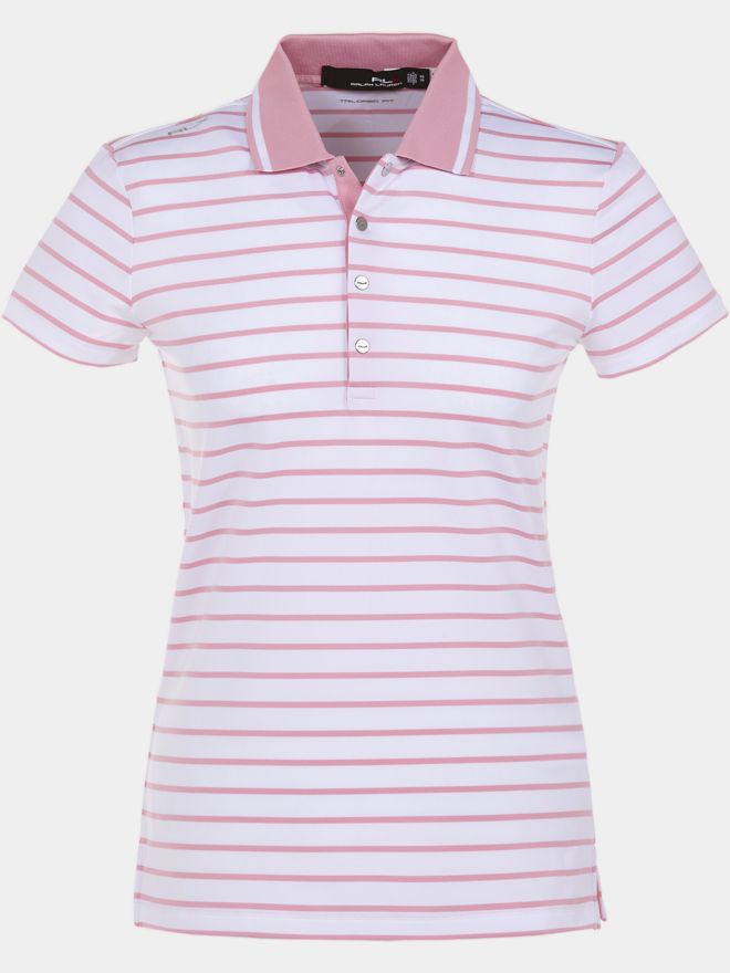 Polo Ralph Lauren RLX Basic Stripe Tour Halbarm Polo rosa